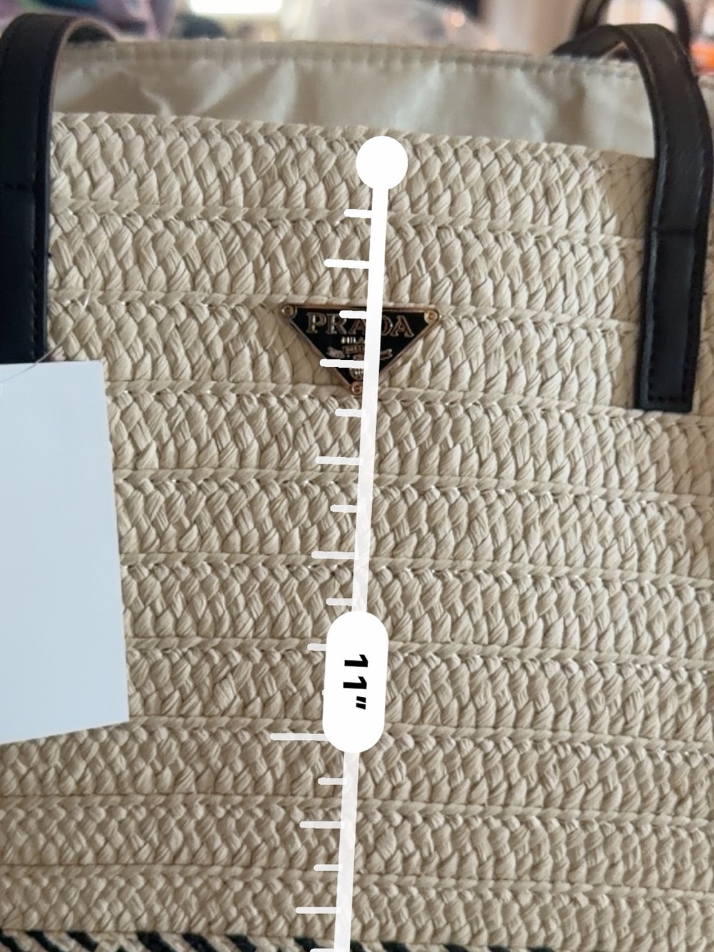 Luxury Cream and Black Woven Straw Tote with Logo nwt - Picture 14 of 14